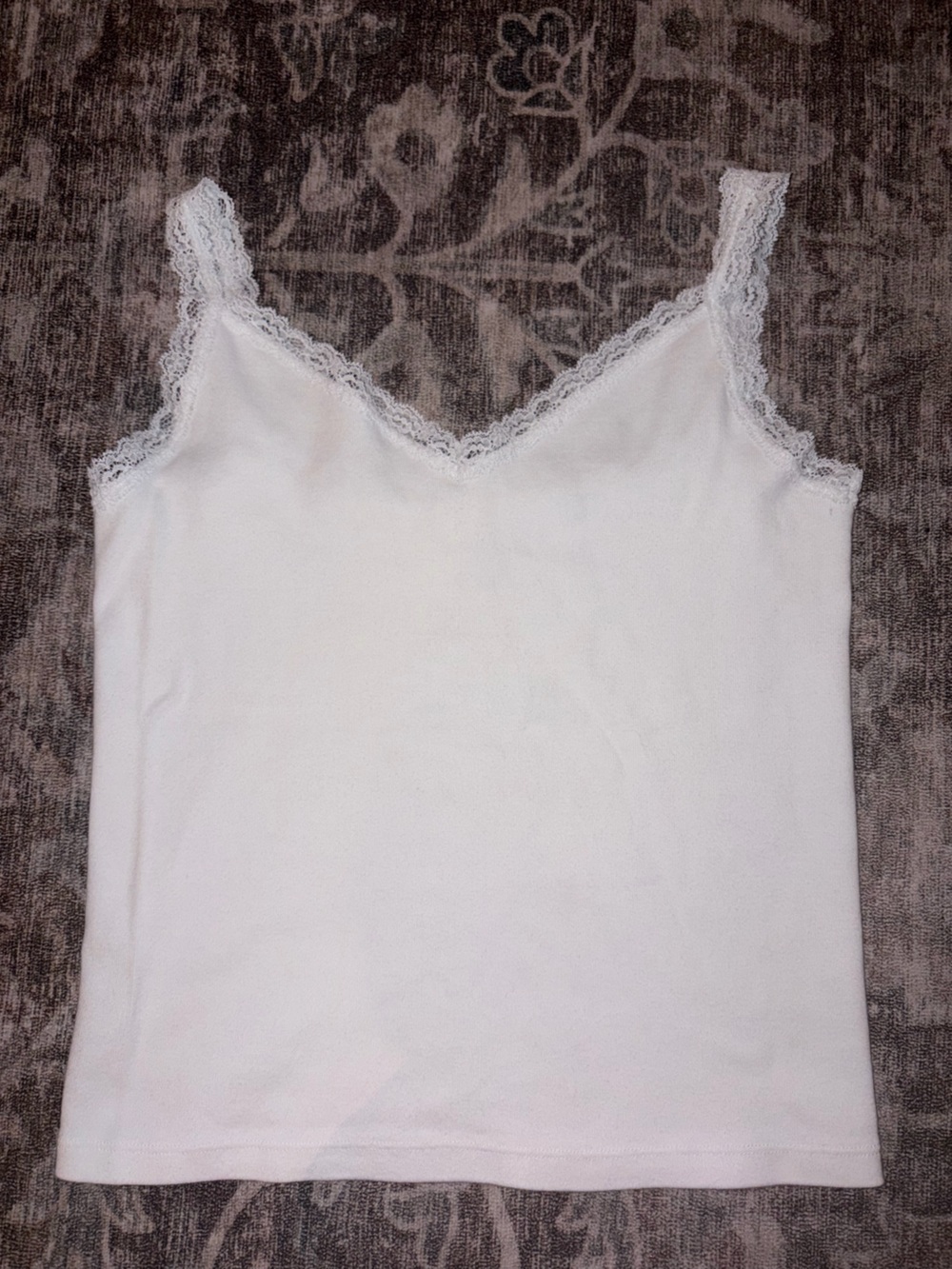 Brandy Melville White Lace-Trim Tank